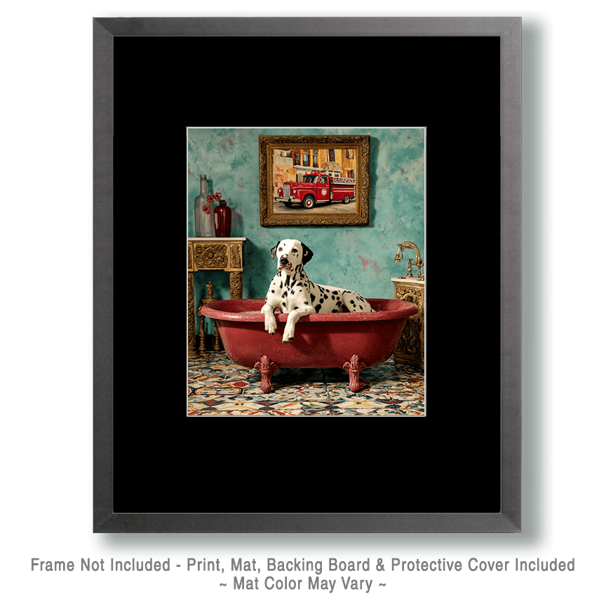 Mowbi - Wholesale Art Print - Dalmation in a Bathtub Bathroom Art Print - 8"x10" Artwork for 11"x14" Frame1