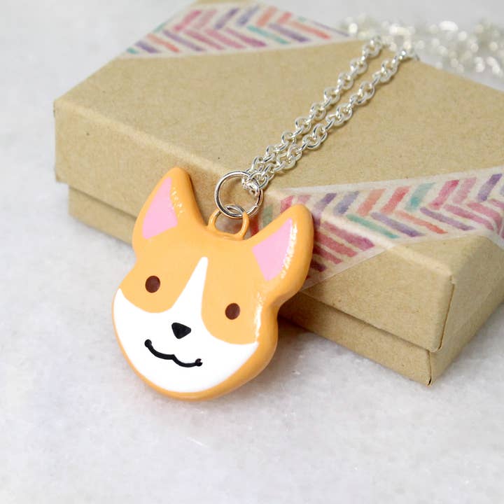 Corgi Necklace for wholesale by Mariposa Miniatures
