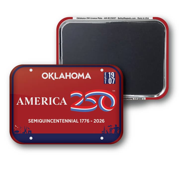 Oklahoma 250 License Plate for wholesale by BetterMagnets.com by Design Studio 88 Inc