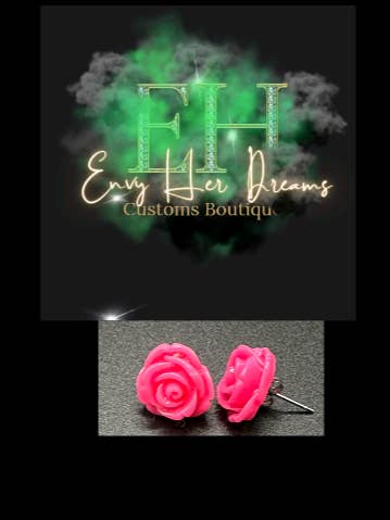 Rose Stud Oorbellen In Bubblegum Pink voor wholesale door Envy Her Dreams