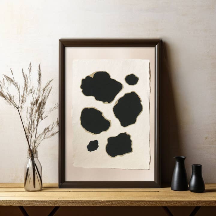 Design de impressão em bloco abstrato rústico orgânico moderno Tinta preta por atacado de ArtbyHaise