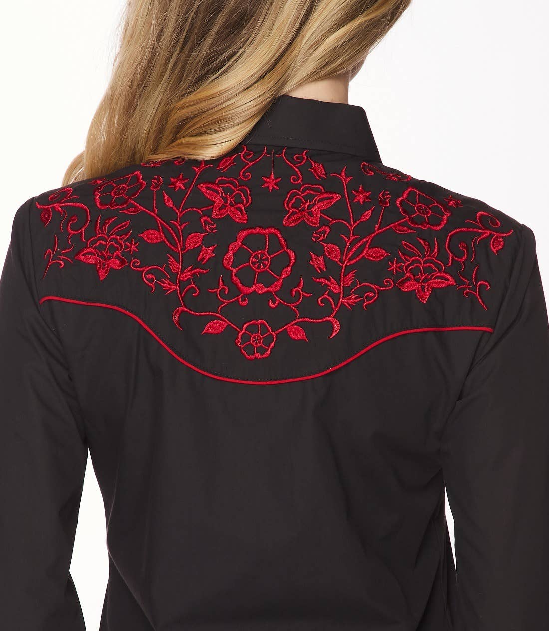 Rodeo Clothing - Vente Chemise à col boutonné – femme - Robe brodée à manches longues d'inspiration western pour femmes24