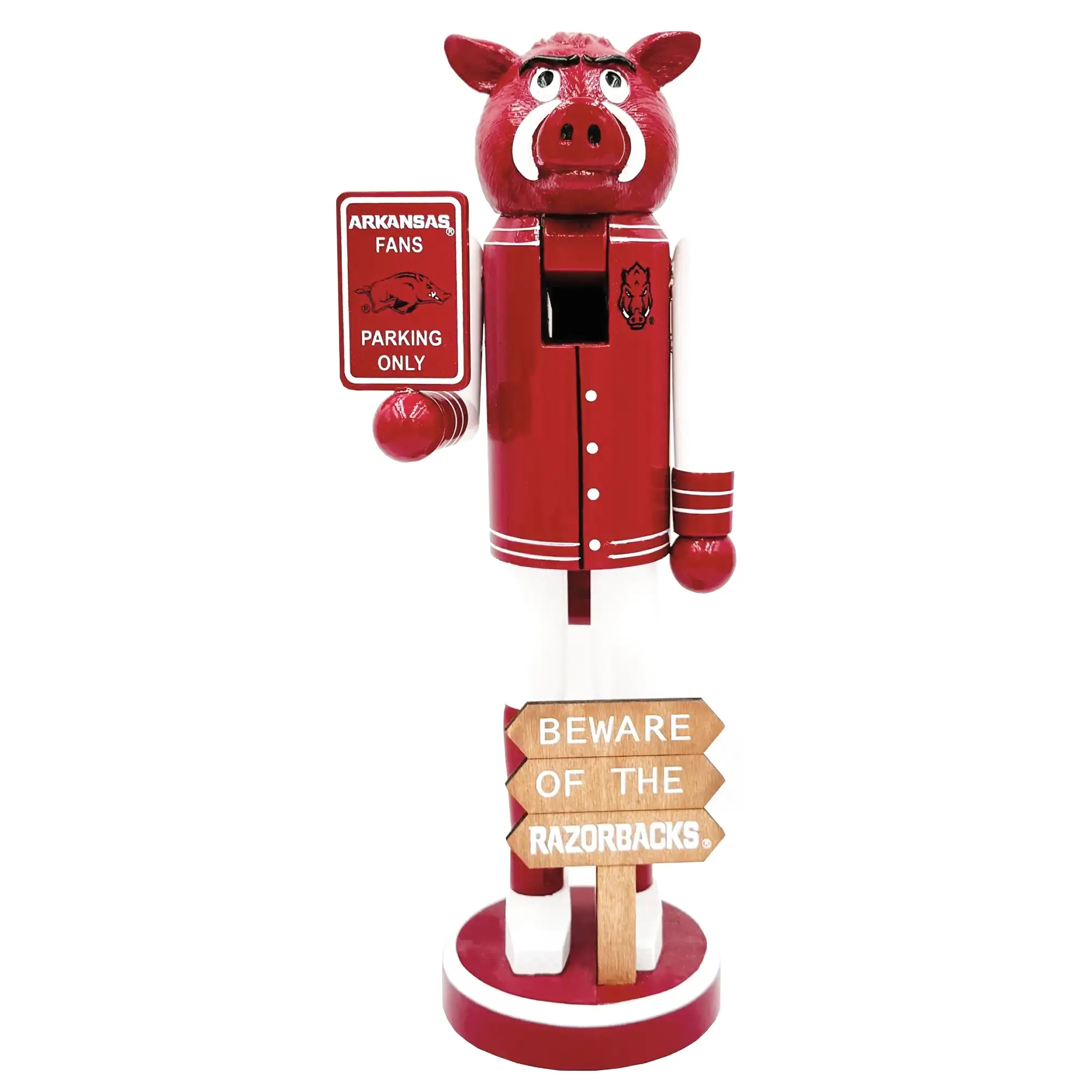 Santa’s Workshop Inc. - Wholesale Holiday Nutcracker - 12" Arkansas Beware of Razorbacks Nutcracker0