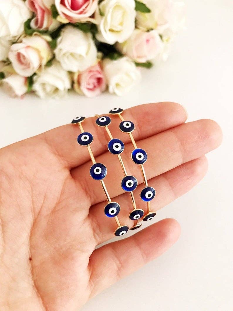 Evileyefavor - Wholesale Cuff Bracelet - Blue Evil Eye Bangle Bracelet, Gold Bangles, Cuff Bracelet1