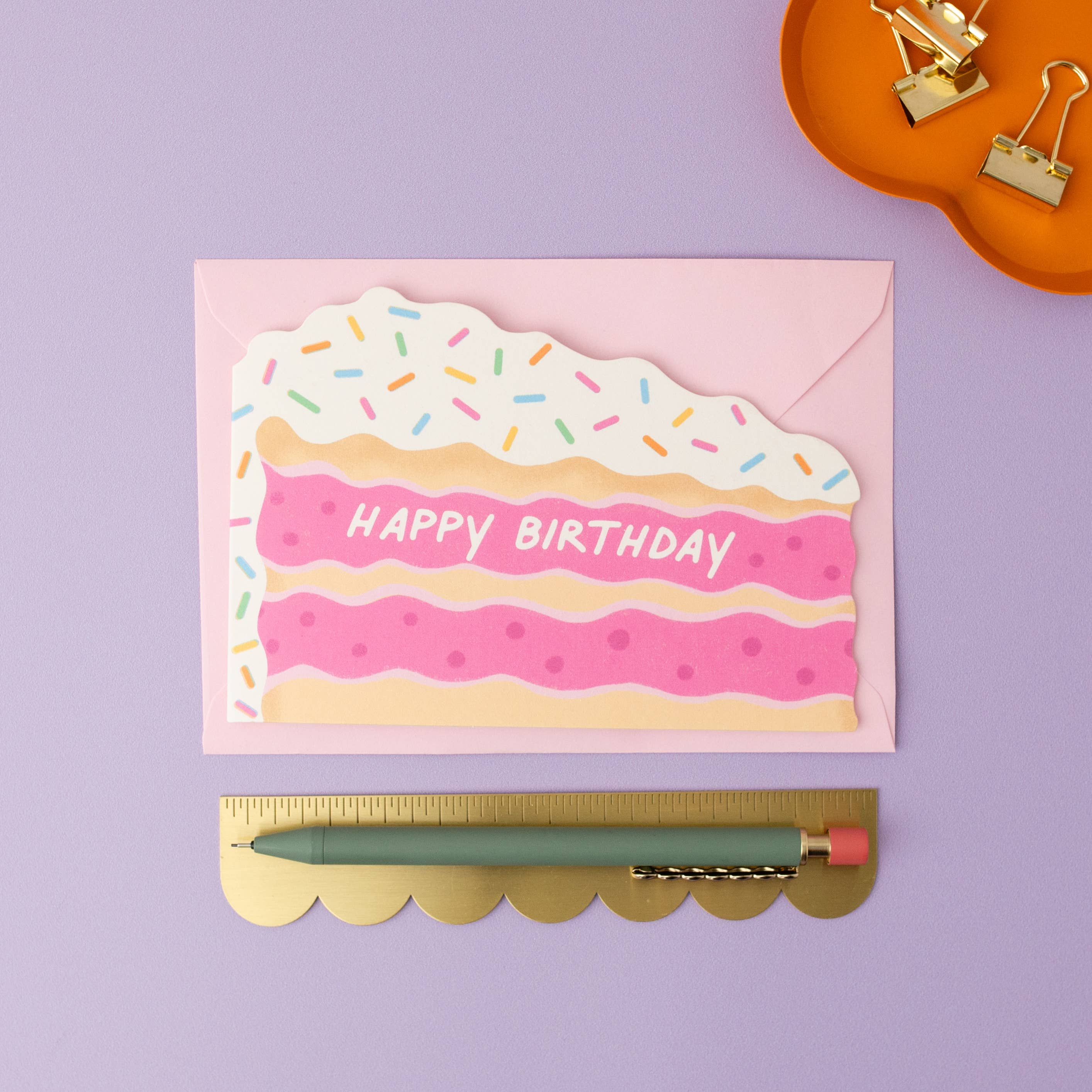 Tikkled Pink - Wholesale Birthday Card - Happy Birthday Funfetti Cake Slice Card | Shaped Card1