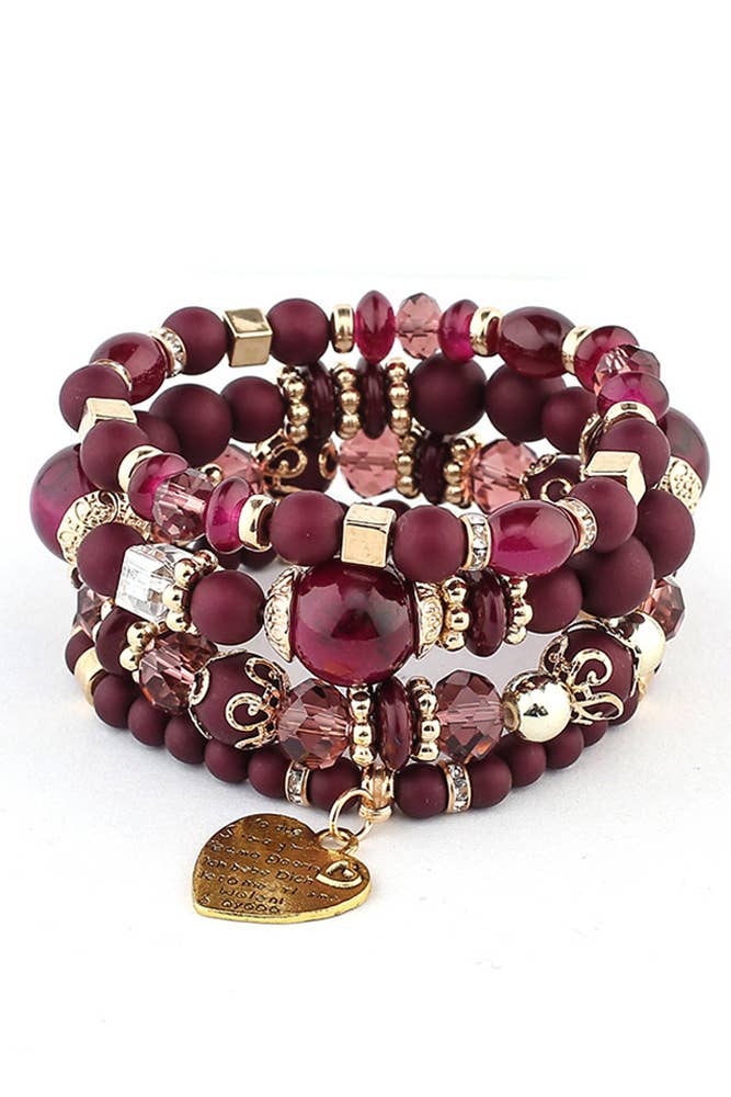 UNISHE – Großhandel Perlenarmband – Böhmisches mehrschichtiges Kristallherz-Perlenarmband ACC79711