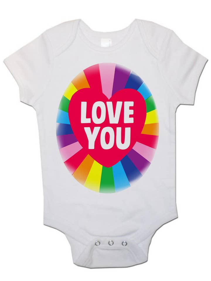 Gilets et body en coton doux pour bébé Grow Rainbow Love You pour nouveau-nés, clés de travail pour la vente par Little Ratbag