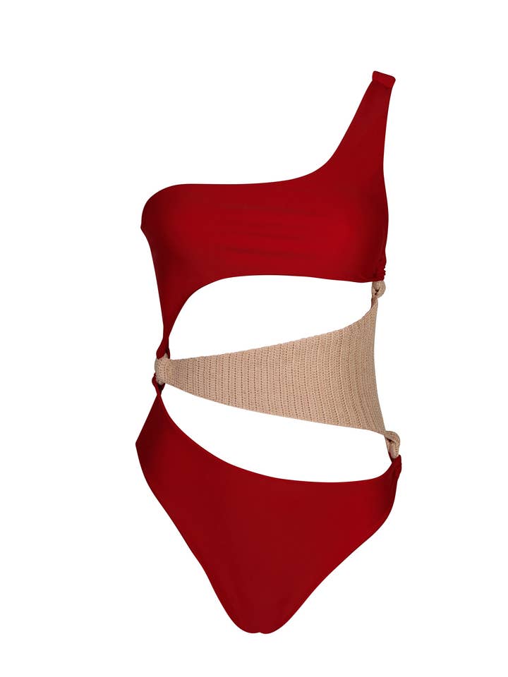 Nishati Baddräkt Röd för wholesale av PIPIKINI Beachwear