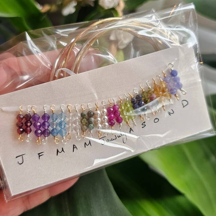 Birthstone beaded connector- set of 12/ 1 for each month for wholesale by Half Moon Jewelry Designs