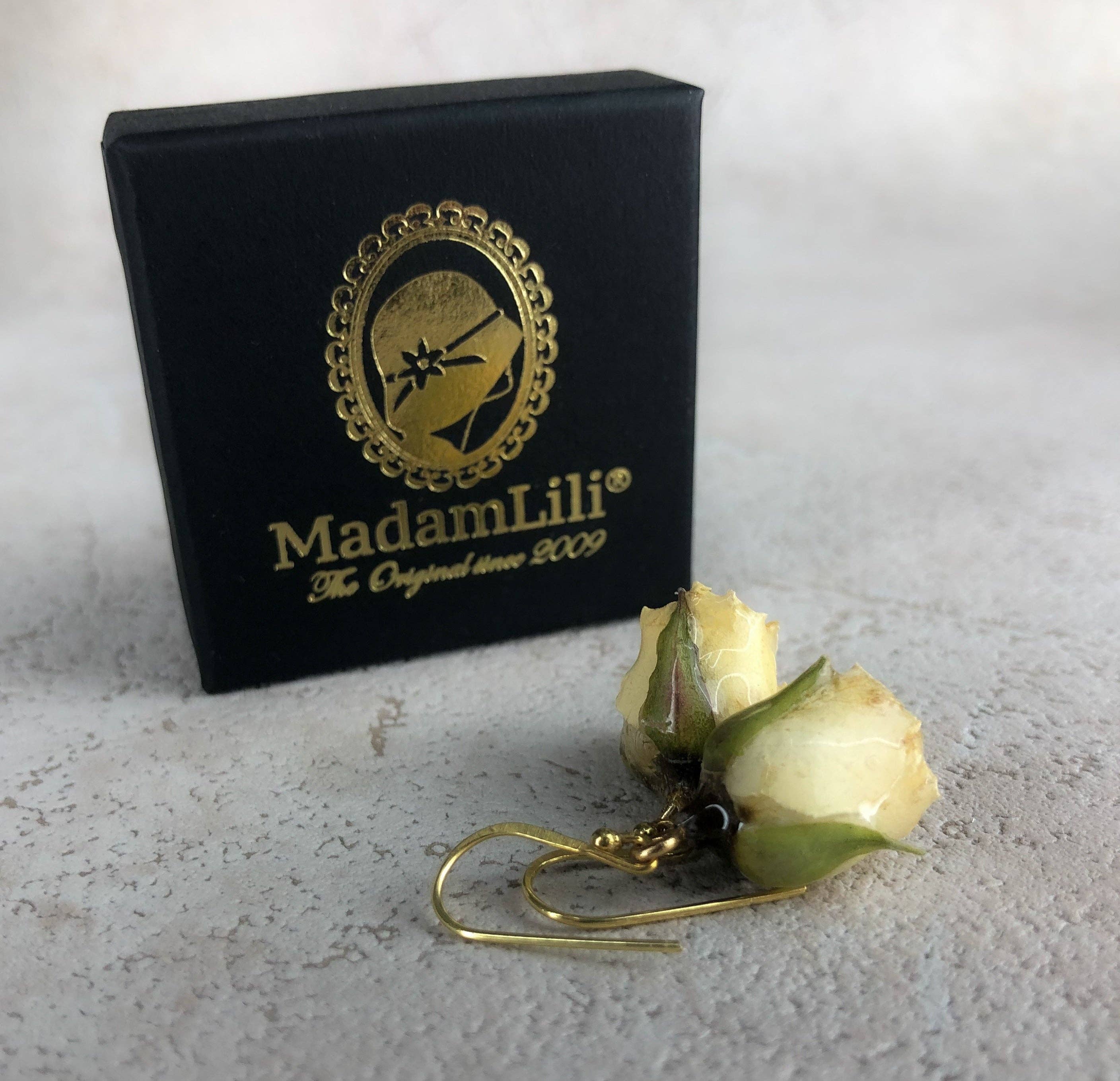 MadamLili – Brincos de argola por atacado – Brincos dourados de prata 925 com rosas verdadeiras-OHR925-12713