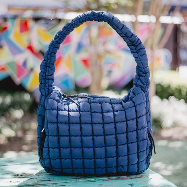 Navy Oversized Quilted Hobo Tote Bag for Women for wholesale on Faire