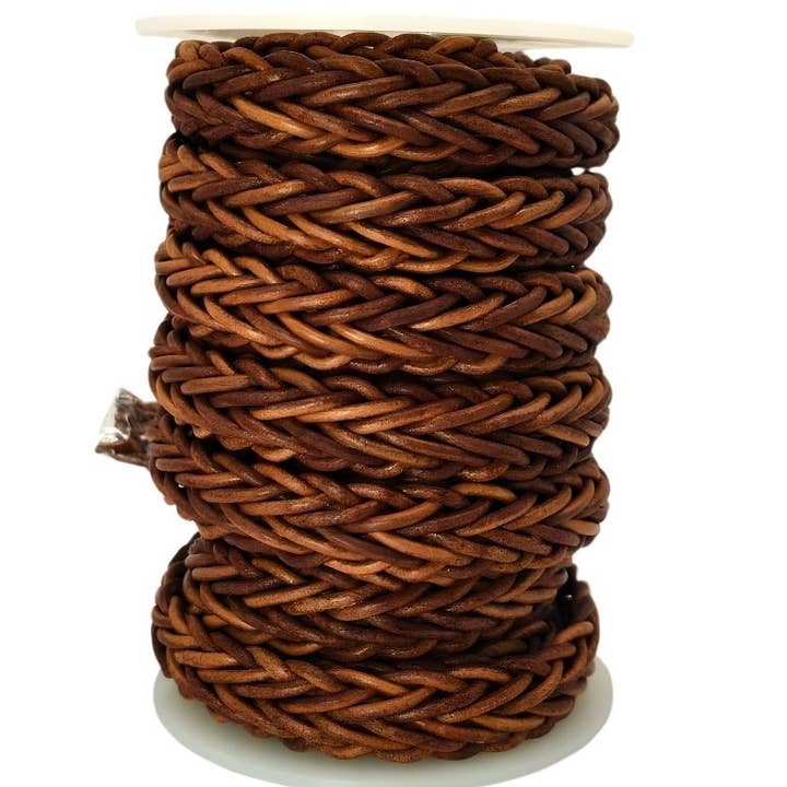 Tuscon flettet lædersnor - 14x3,5MM - Mørk natur for engroshandel hos Sun Enterprises B.V.