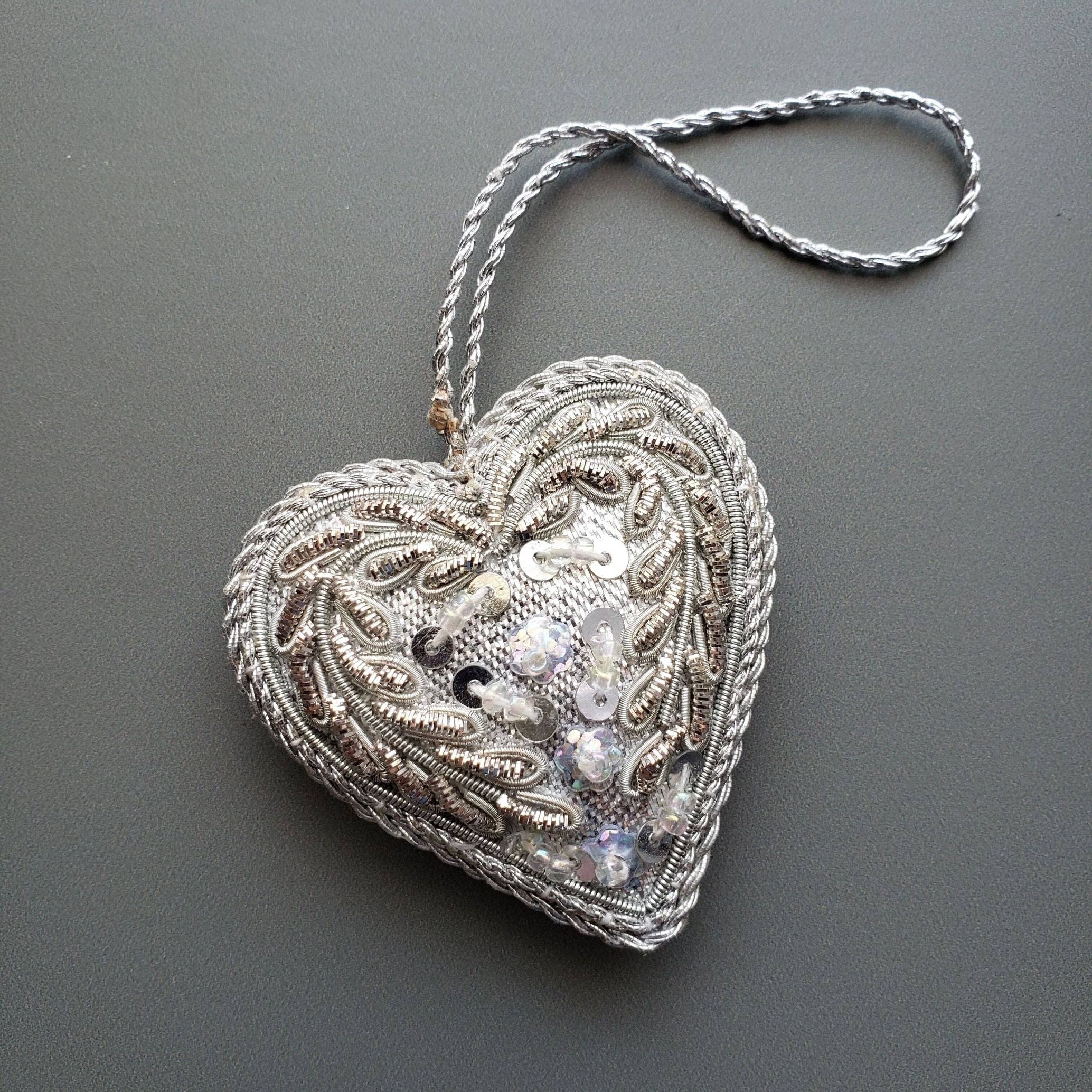 BoutiqueByMariam - Wholesale Ornament Set - Handmade Silver Heart Ornament Set of 33