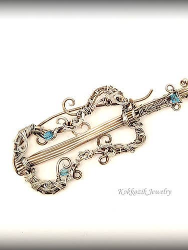 “cello” silver brooch for wholesale by Kokkozik Jewelry