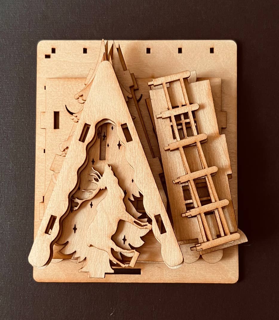 Squirrel Tacos Papercuts - Wholesale DIY Craft Kit - DIY Kit A Frame Chalet Christmas Holiday Decor candle holder15