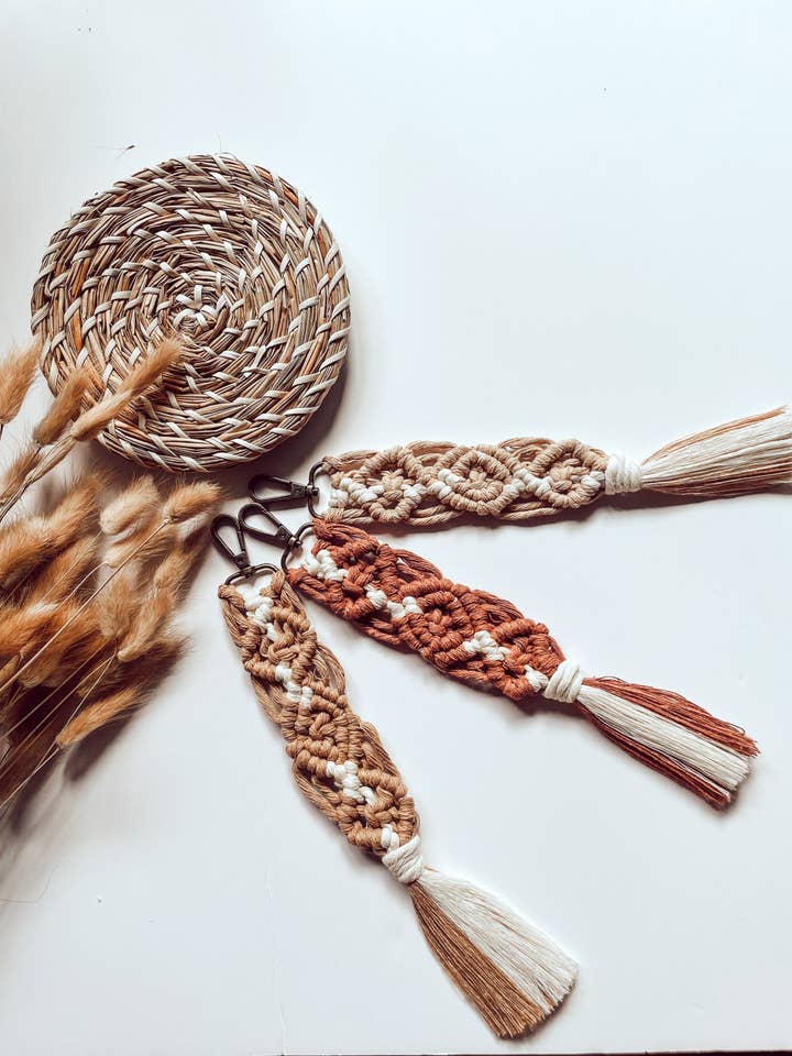 Boho Macrame Keychain Wristlet Bag Charm Gift For Her for wholesale by Naorvi Macrame