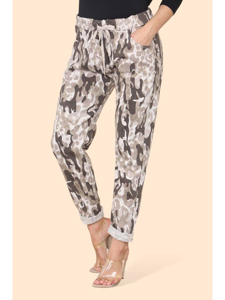 Kurt Muller - Wholesale Pants - Women's - Leopard Print Bi-Stretch Magic Trousers