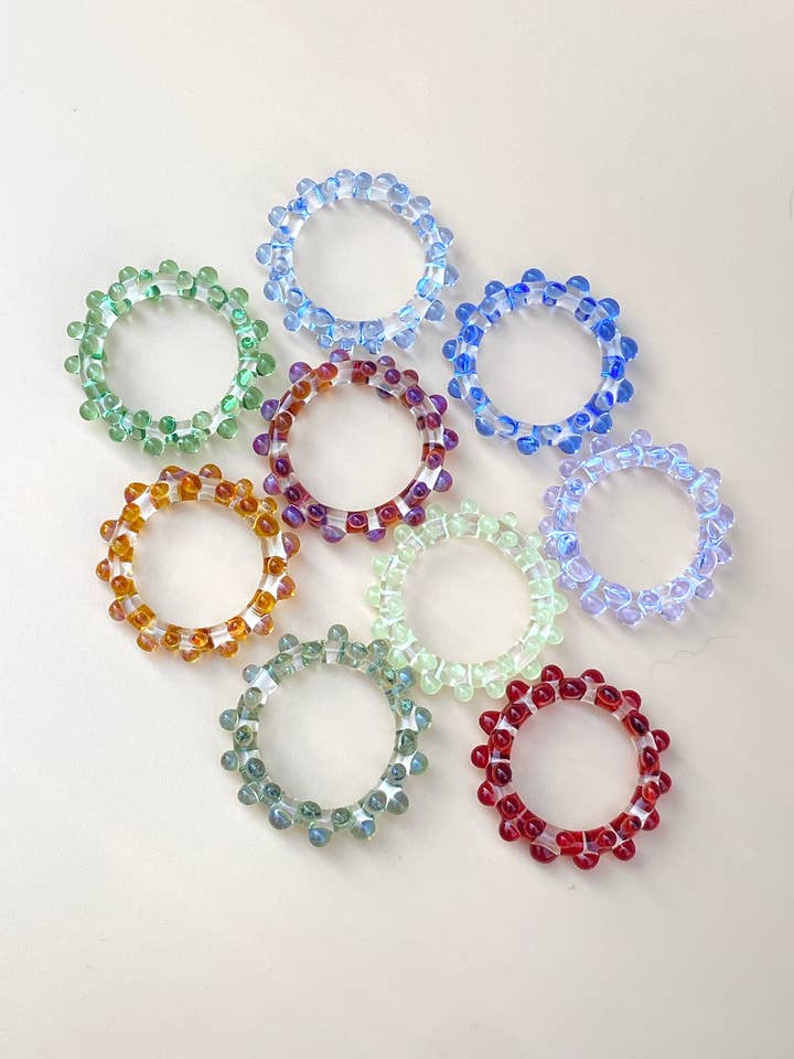 Dotty Delight Glass Rings for wholesale by Jukju Glass