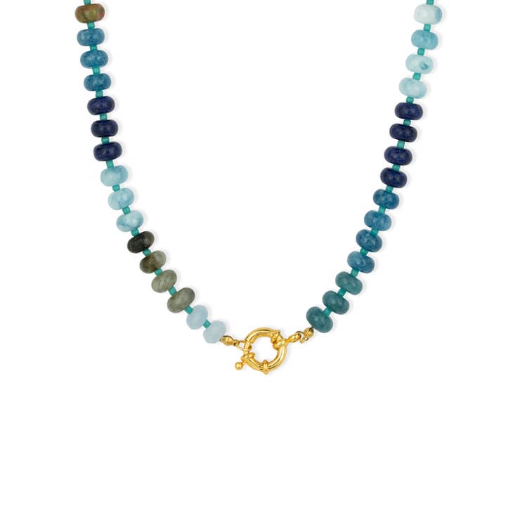 Kauai Chunky Beaded Necklace Blue for wholesale by Ashiana London