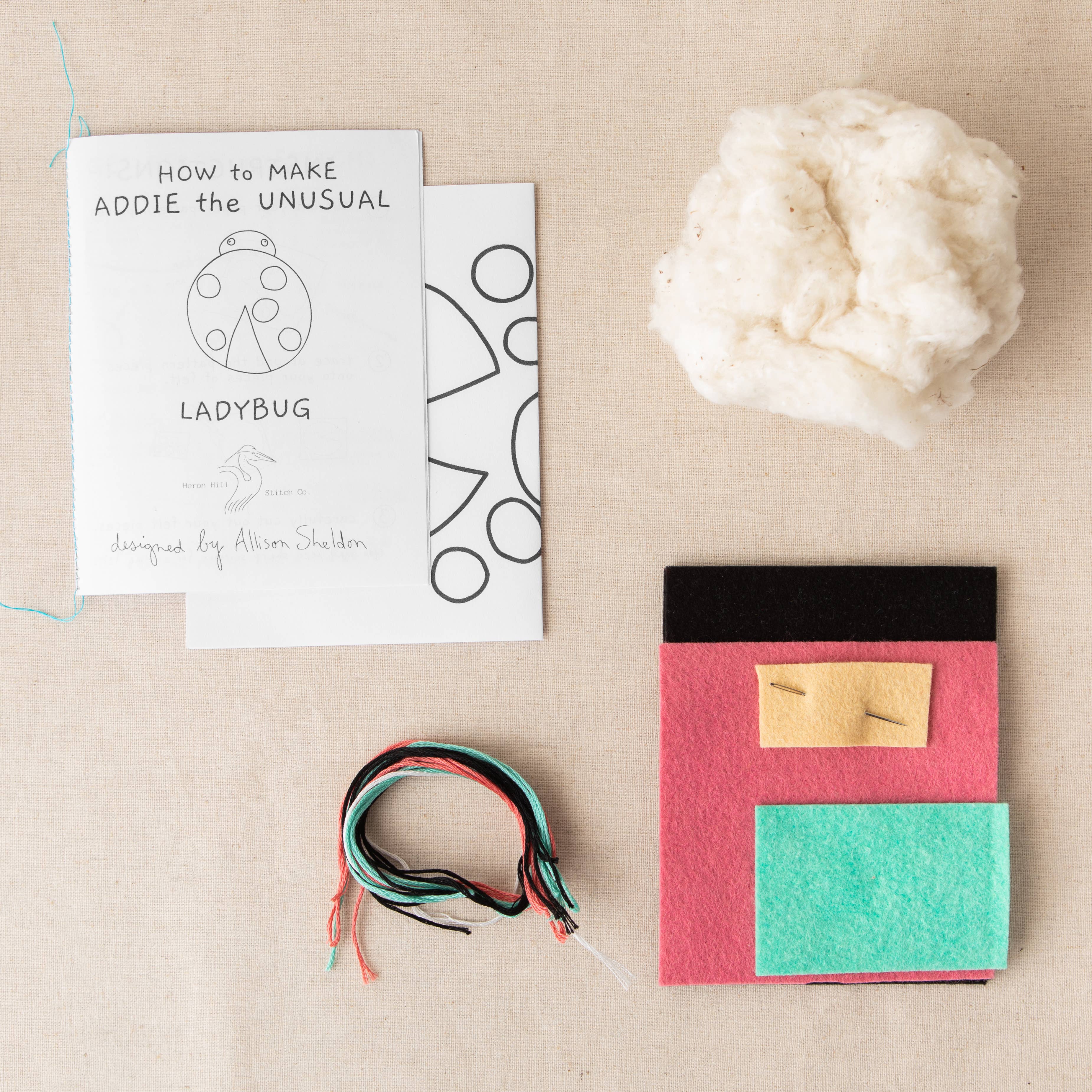 Heron Hill Stitch Co - Wholesale Craft Sewing Kit - Addie the Unusual Ladybug - DIY Craft Kit2
