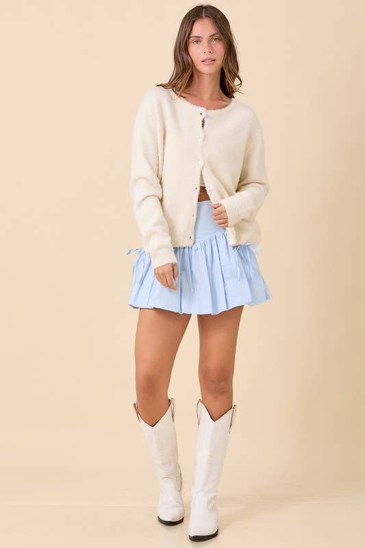 Main Strip - Wholesale Shorts - Women's - Bubble Skort With Ribbon Bow Tie Pocket Detail5