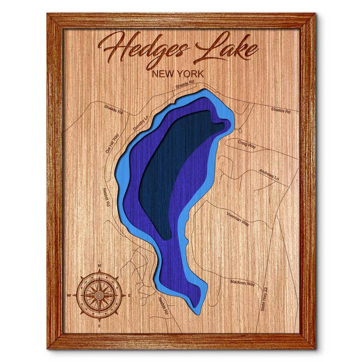 Hedges Lake Cambridge NY Djupkarta Väggkonst Dekor för wholesale av Premier Gifts and More