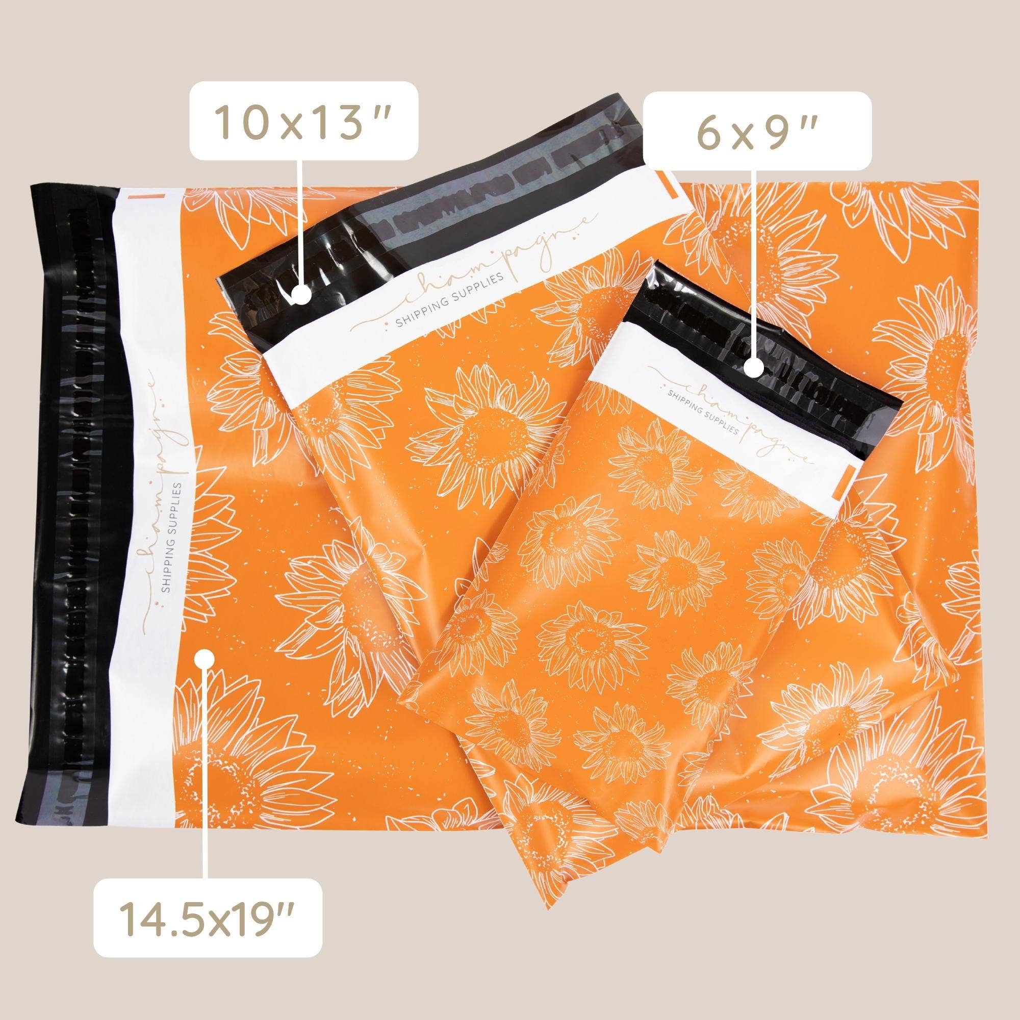 Champagne Shipping Supplies - Wholesale Envelopes - Terracotta Sunflower Premium Poly Mailer1