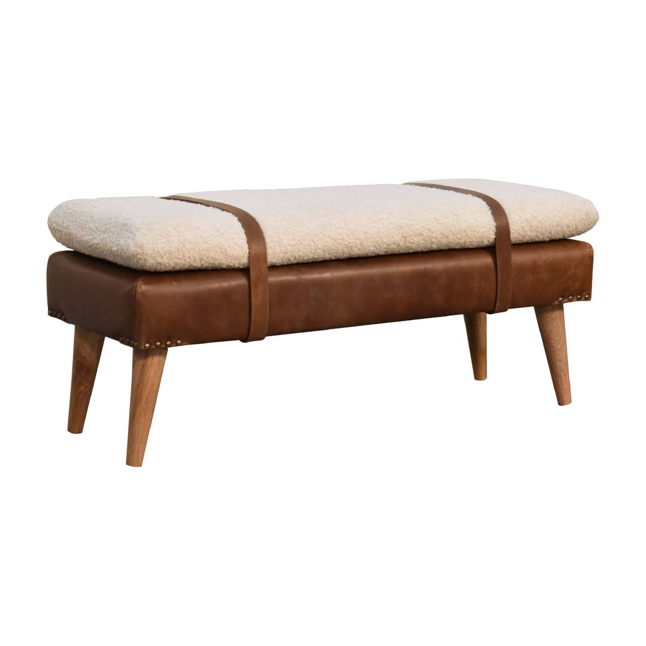 Artisan Furniture - Wholesale Bench - Boucle x Buffalo Hide Leather Bench2