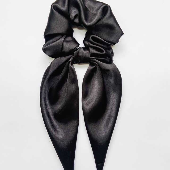 Bow Scrunchie, Tail Scrunchy, Hair Scarf, Satin Scrunchie for wholesale by Femme Faire