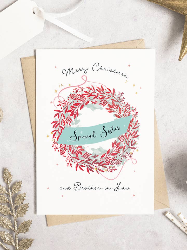 SPECIAL SISTER AND BROTHER IN LAW CHRISTMAS CARD for wholesale by Emma Bryan Design