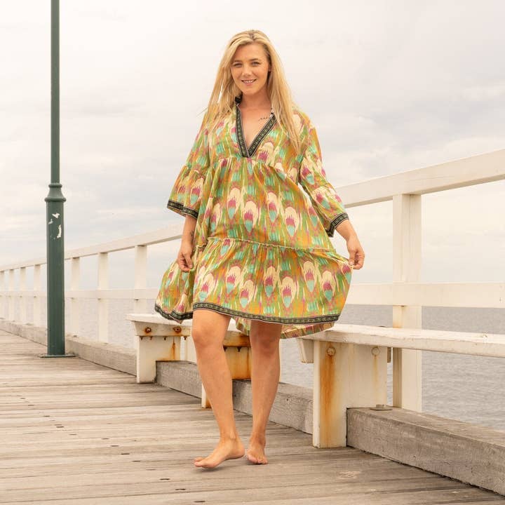 Groovy Peacock Women's Cotton Maxi Dress - One Size and other Purchase Wholesale indian kurtis. Free Returns & Net 60 Terms on Faire trending on Faire.