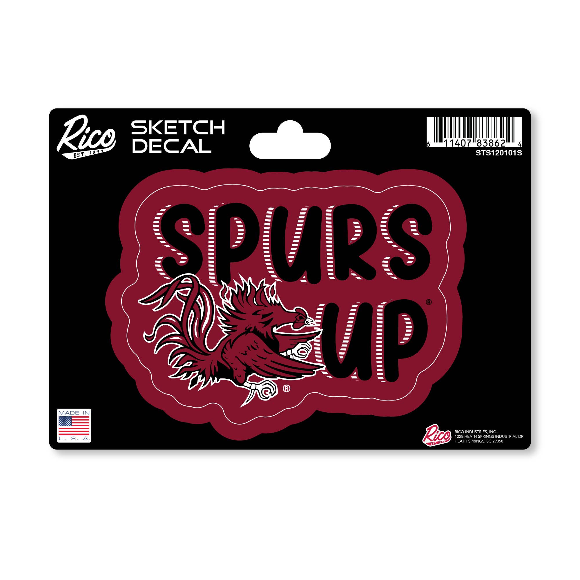 Rico Industries - Vente Breloque décorative pour voiture – unisexe - Autocollant 4" X 6" NCAA South Carolina Gamecocks Sketch Look0