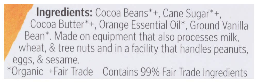KeHE Distributors, LLC - Wholesale Chocolate Bar - Theo Chocolate Chocolate Bar Dark Oran Organic 3 oz3