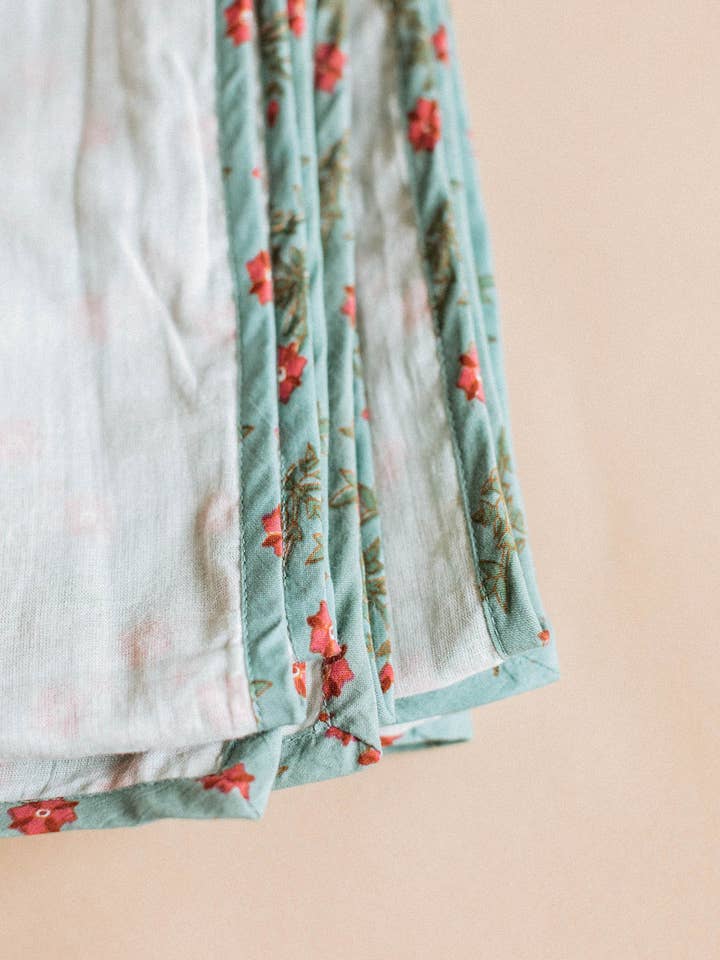 muslin baby blanket in aqua for wholesale by Lekha