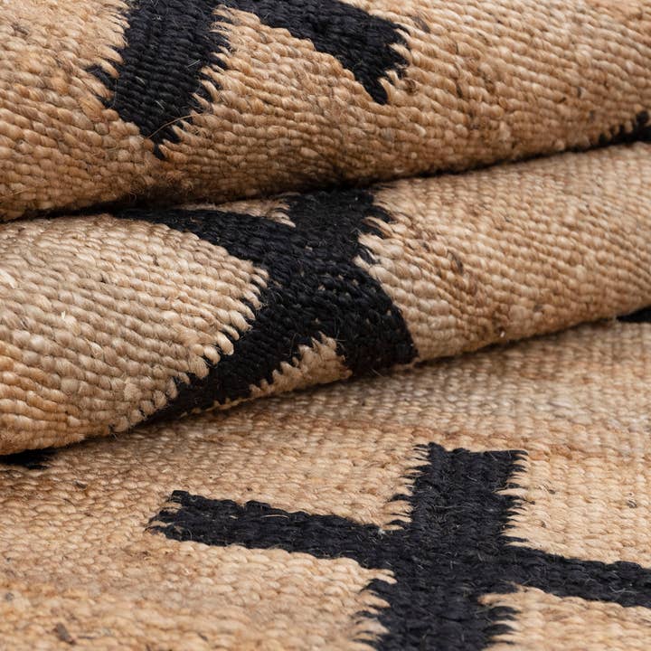 Aesthetic Homes LLC - Wholesale Area Rug - Natural Jute Black Boho Rug - Hand-Woven Premium AD-45