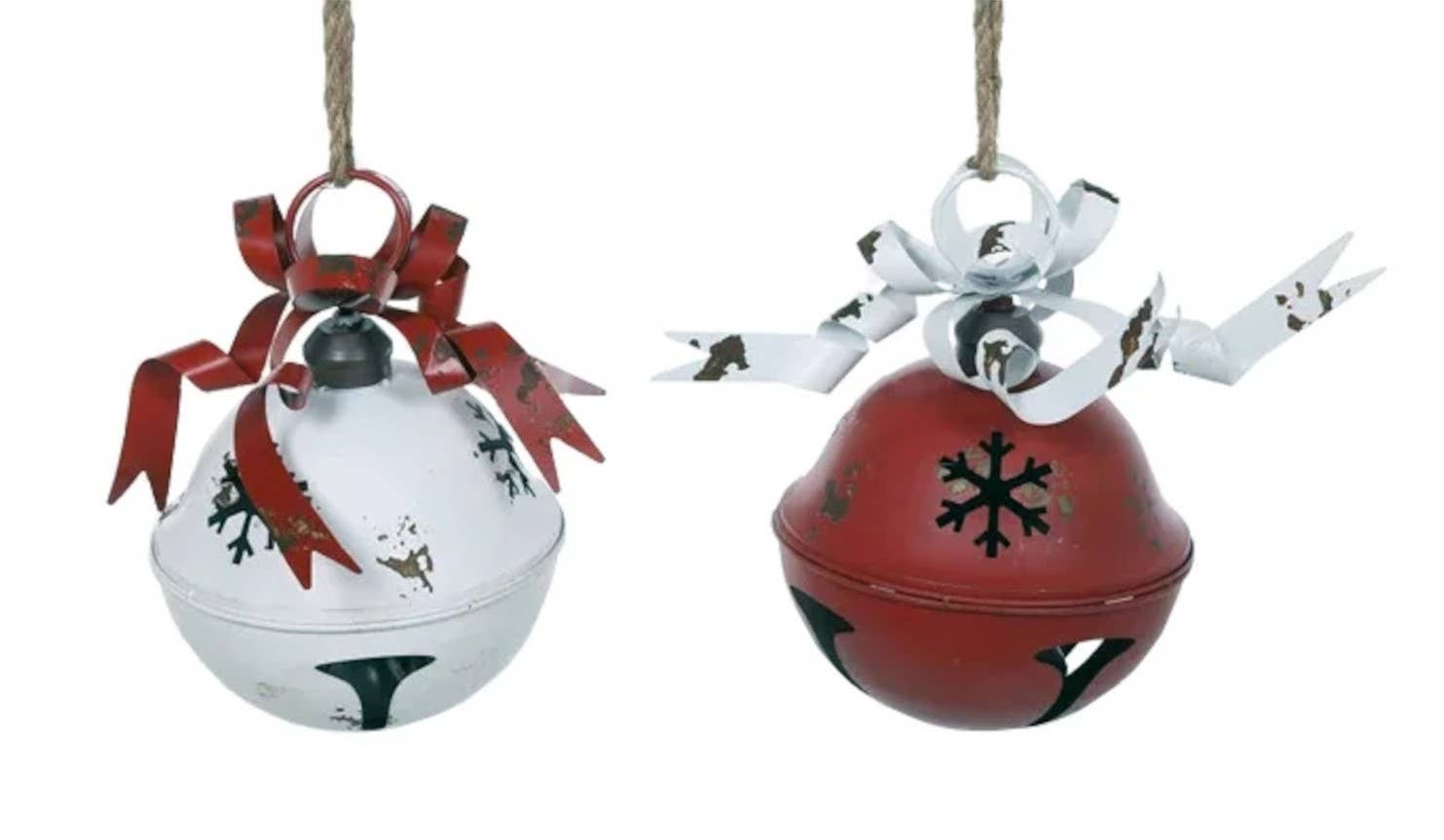 Will's Company - Wholesale Ornament - Red & White Jingle Bell with Bow - 2 Sizes2