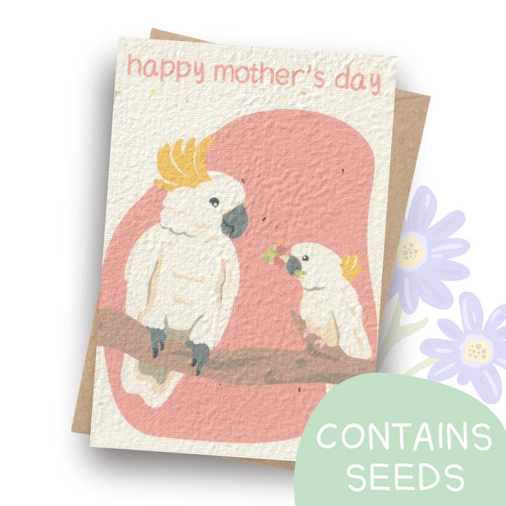 Tilly Scribbles - Wholesale Everyday greeting card - Plantable Cockatoos Mum Card