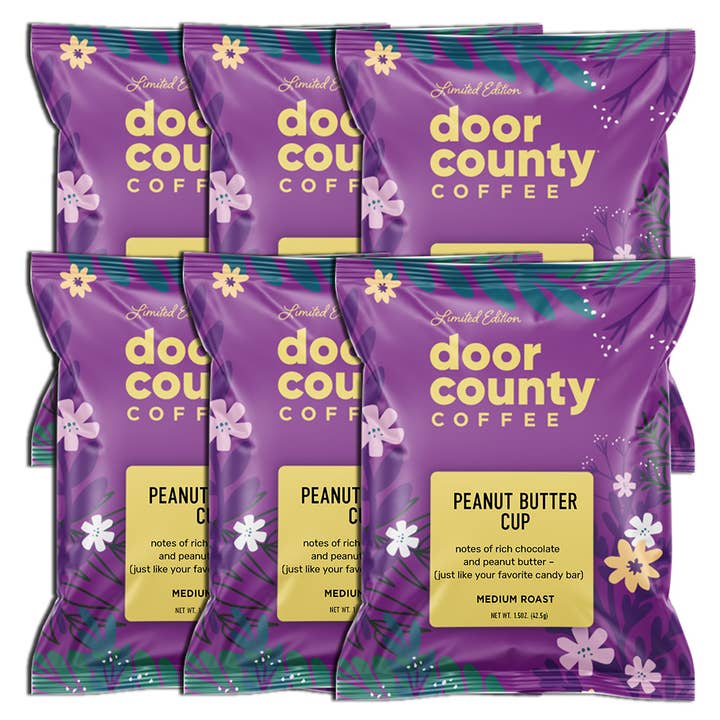 Café com Sabor a Primavera de Manteiga de Amendoim, 1,5oz, pack de 6 por atacado de Door County Coffee