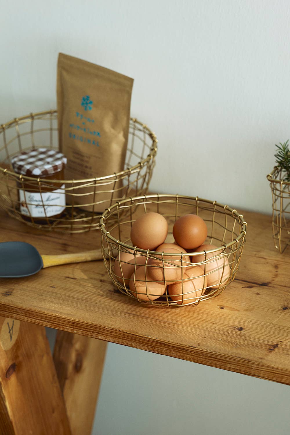 Fog Linen Work - Wholesale Basket - Wire Basket Round Shallow (S)1