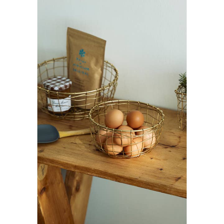 Fog Linen Work - Wholesale Basket - Wire Basket Round Shallow (S)1