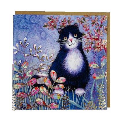 Biglietto di Auguri con Gatto Bianco e Nero Fortunato Penny Gaj con Dettagli in Lamina per la vendita all'ingrosso da parte di Hooli Mooli