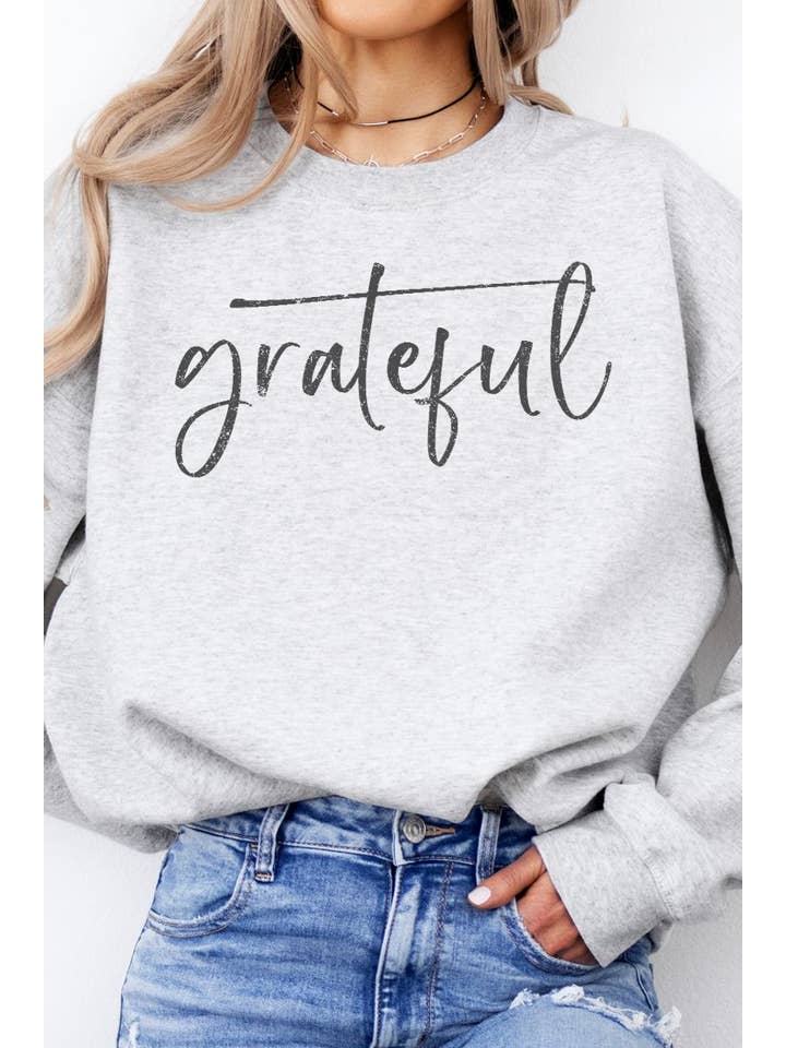 Bella Me – wholesale Sweatshirt med tryck - Dam – Grateful Crewneck