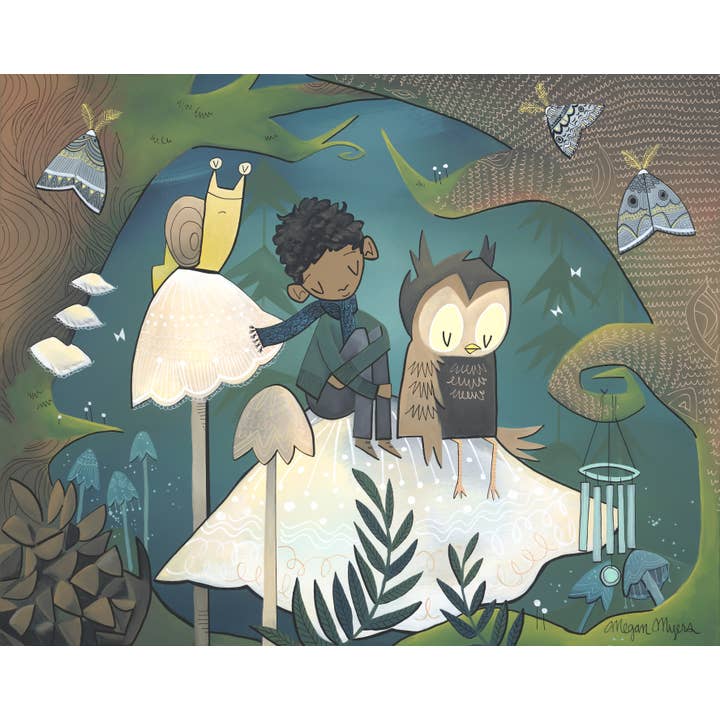 Fine Art Print - Owl Mushroom (Design 72) for wholesale by Megan Marie Myers Art