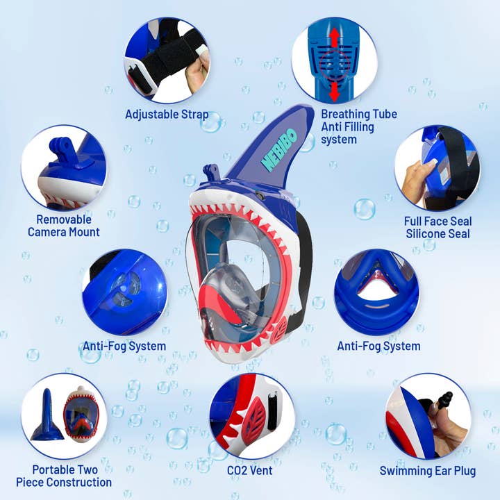 NEBIBO - Wholesale Beach/Pool Toy - Kids & Baby - Shark Snorkel Mask for Kids7