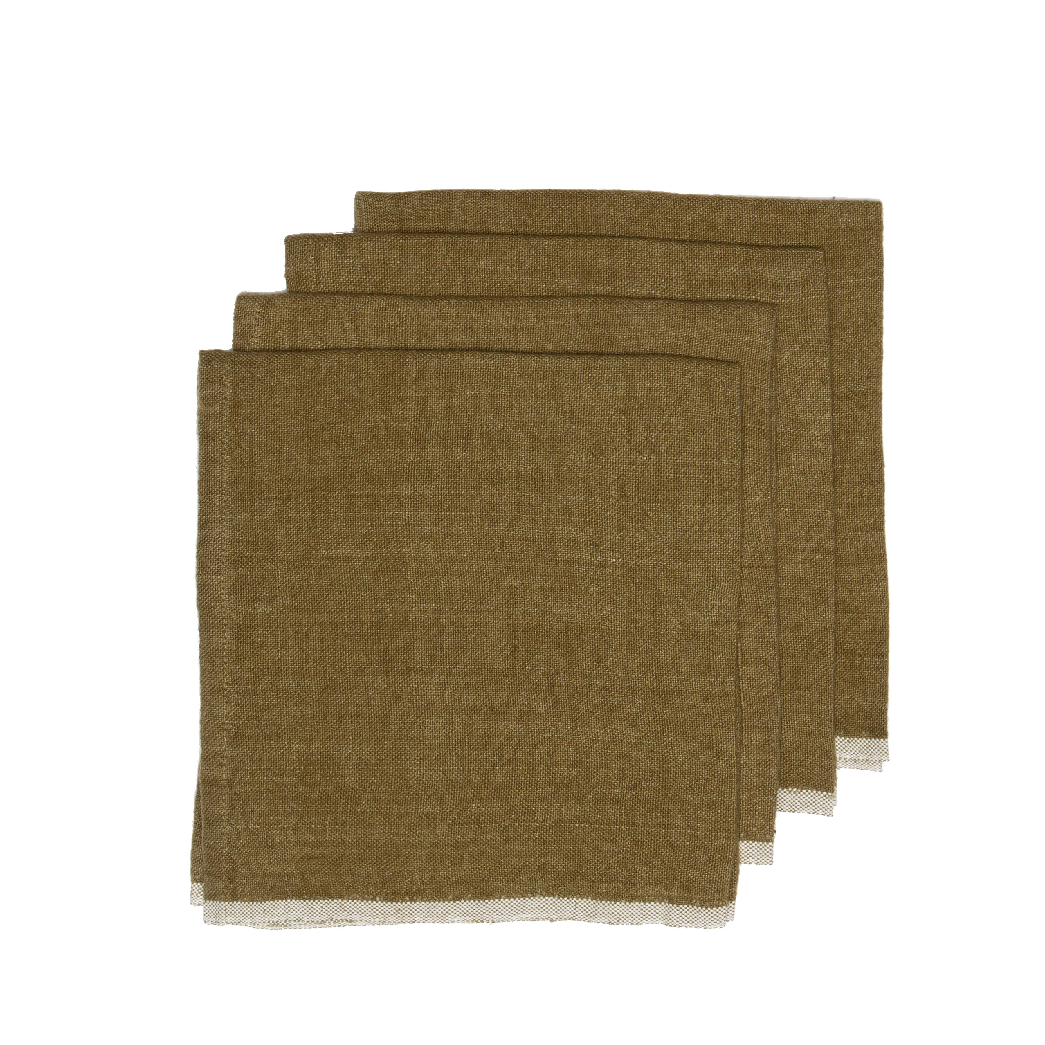 Caravan Home - Wholesale Dinner & Cloth Napkin - Chunky Linen Forest Green Napkins 20x20 - Set of 41