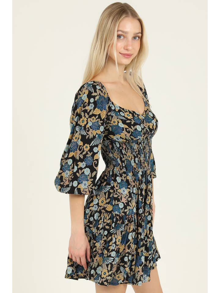 ANGIE - Wholesale Dress - Women's - C4A47-A882 SWEETHEART NECK SMOCKED WAIST DRESS