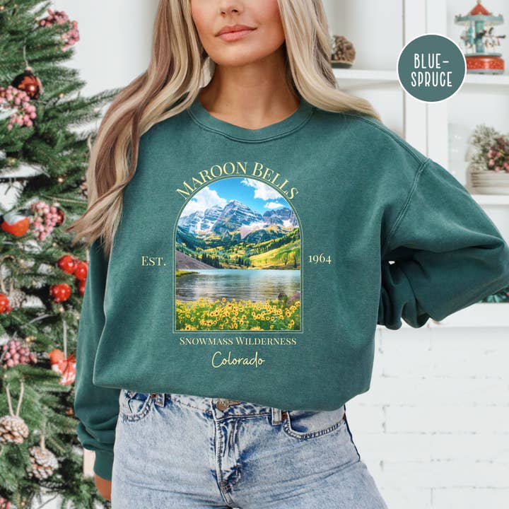 Maroon Bells-Snowmass Wilderness Colorado Comfort Colors® Sweatshirt for wholesale by CindyL Boutique