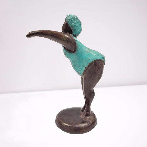 Moogoo Creative Africa - Wholesale Sculpture - Bronze sculpture “Bobaraba Plongeuse” | by Soré | 19cm 1kg1