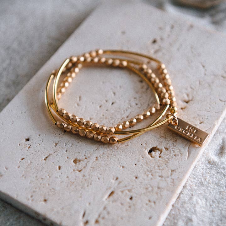 Cecelia Designs Jewelry - Vente Bracelet de perles - Bracelet triple tour perlé en or ou argent