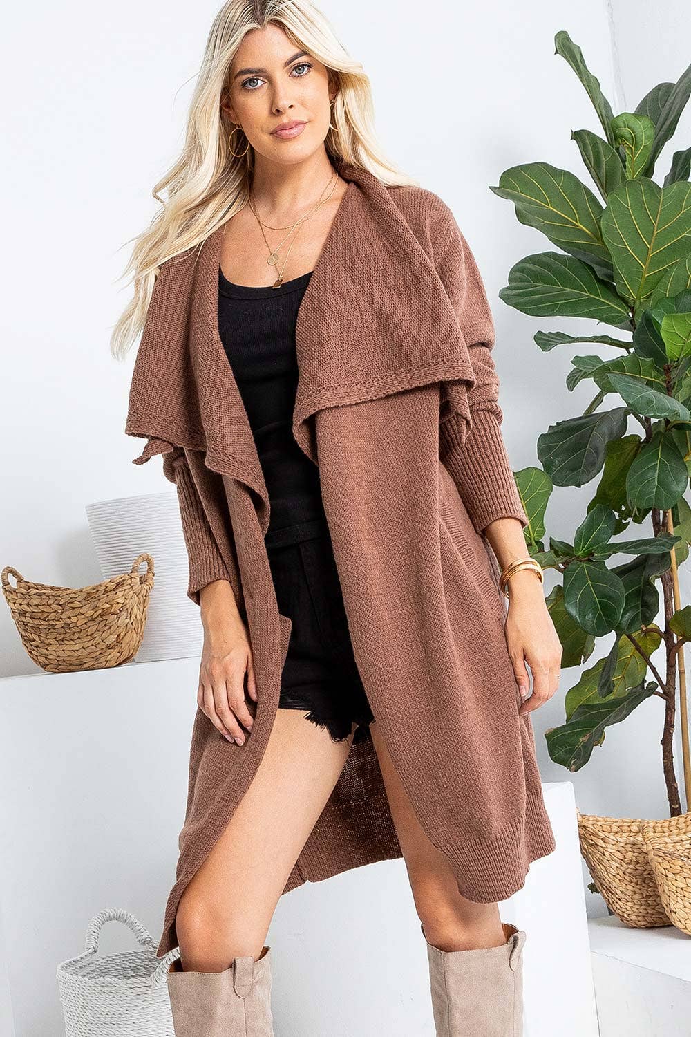 Sweet Lovely by Jen – Engroshandel Cardigan - Dame – BLØD STRIKTRØJE MED ÅBEN FRONT LANG CARDIGAN6